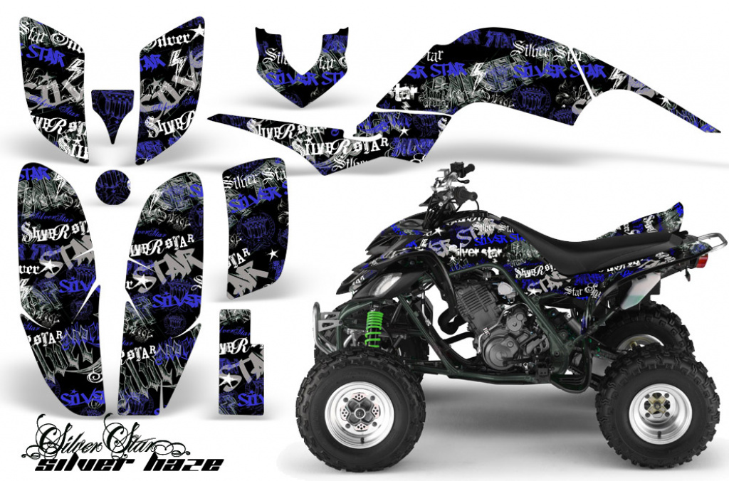 SilverStar - Silverhaze Background = Black, Design color = Blue for Yamaha Raptor YFM 660