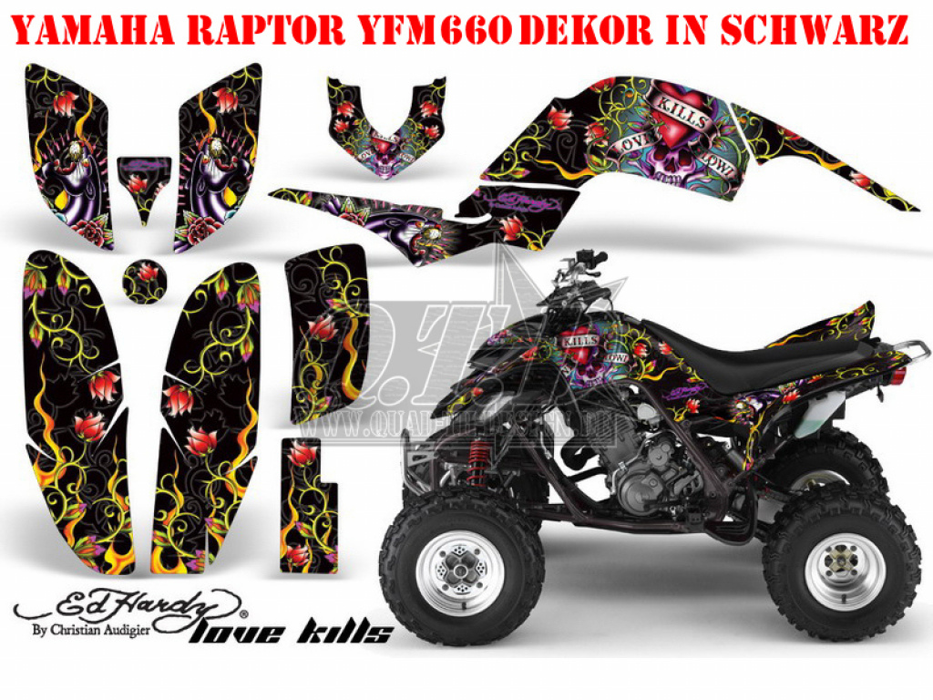 Ed-Hardy - LoveKills Black for Yamaha Raptor YFM 660