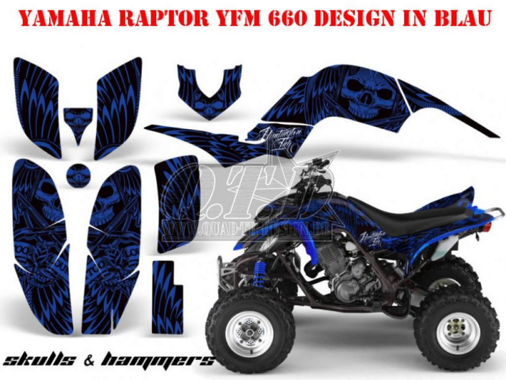 Skulls N Hammers Blue for Yamaha Raptor YFM 660