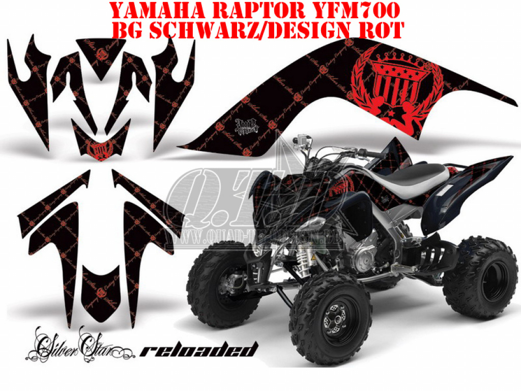 SilverStar - Reloaded Hintergrund = Schwarz, Designfarbe = Rot für Yamaha Raptor YFM 700 2006-2012