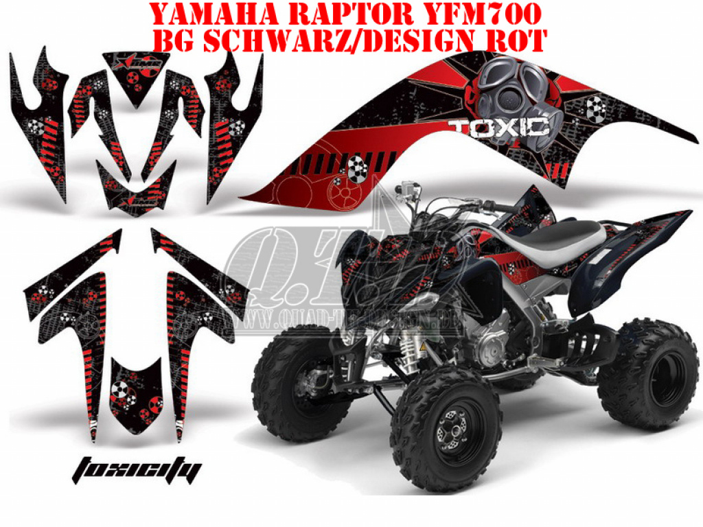 Toxicity Hintergrund = Schwarz, Designfarbe = Rot für Yamaha Raptor YFM 700 2006-2012
