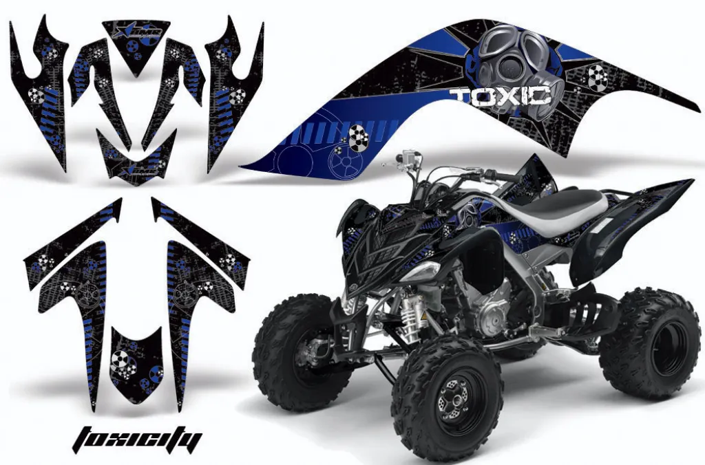 Toxicity Background = Black, Design color = Blue for Yamaha Raptor YFM 700 2006-2012