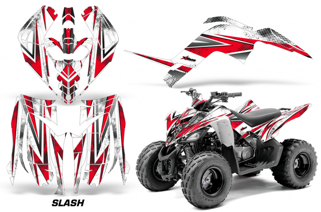 Slash Hintergrund = Weiß, Designfarbe = Rot für Yamaha Raptor 90 2009-2015