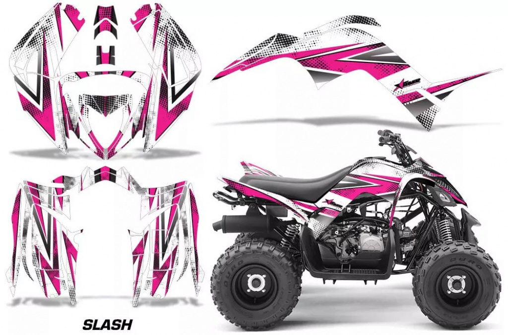 Slash Hintergrund = Weiß, Designfarbe = Pink für Yamaha Raptor 90 2016+