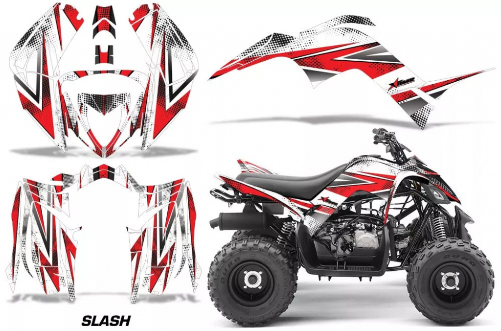 Slash Hintergrund = Weiß, Designfarbe = Rot für Yamaha Raptor 90 2016+