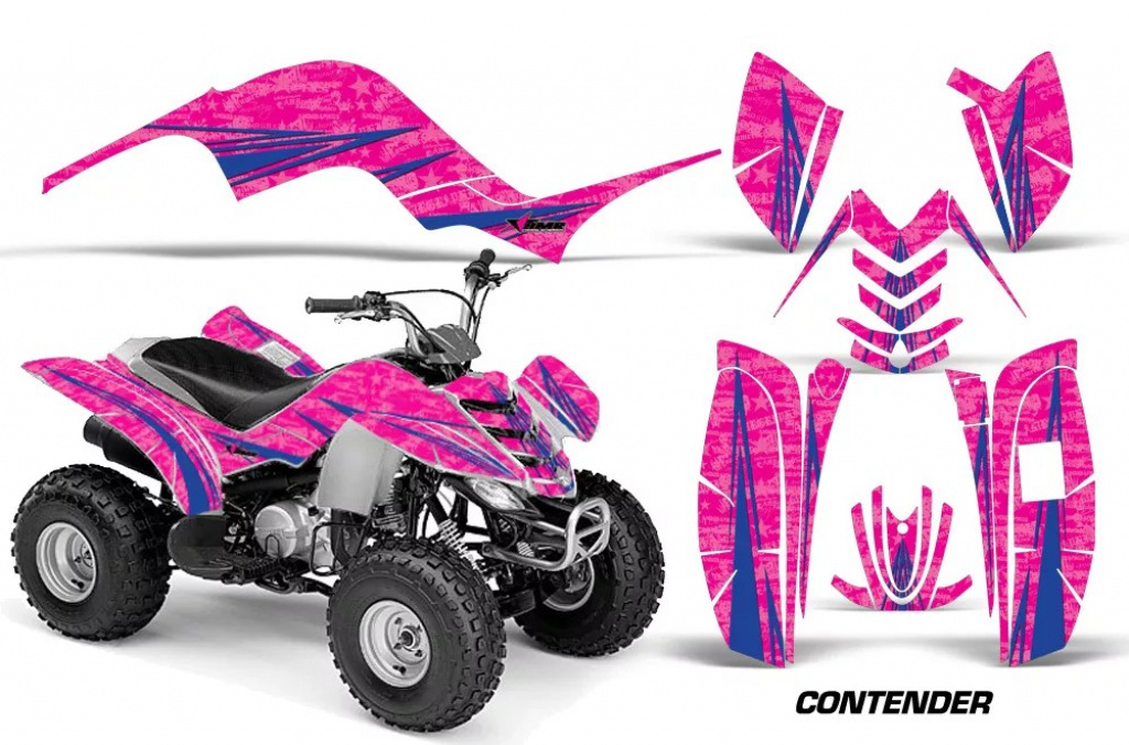 Contender Hintergrund = Pink, Designfarbe = Blau für Yamaha Raptor 80