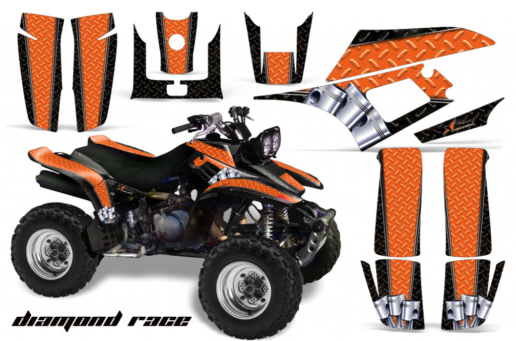 Diamond Race Hintergrund = Schwarz, Designfarbe = Orange für Yamaha Warrior YFM 350