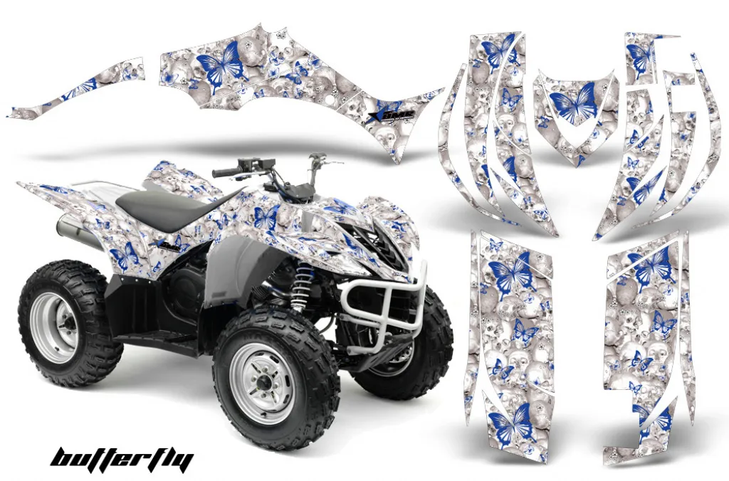 Butterfly Hintergrund = Weiß, Designfarbe = Blau für Yamaha Wolverine 2006-2012