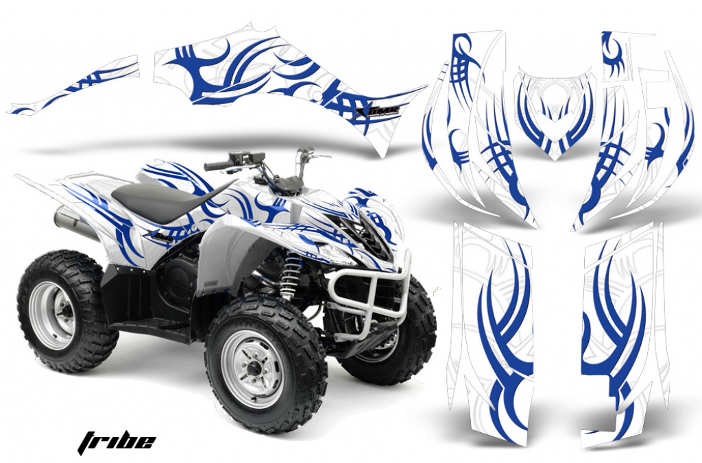 Tribe Hintergrund = Weiß, Designfarbe = Blau für Yamaha Wolverine 2006-2012