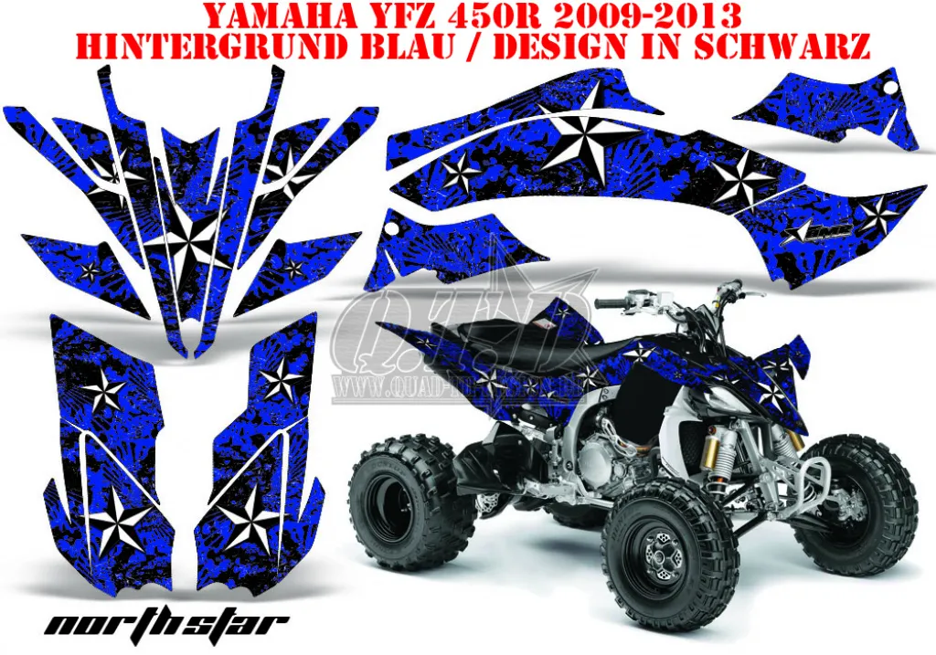 Northstar Hintergrund = Blau, Designfarbe = Schwarz für Yamaha YFZ 450R/SE 2009-2013