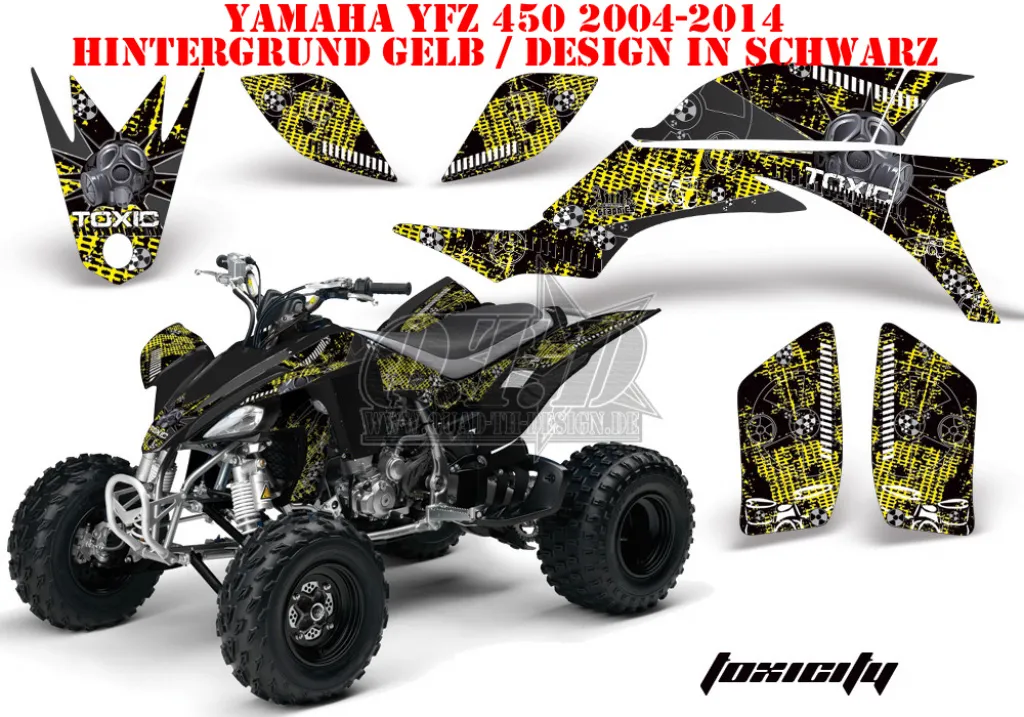 Toxicity Background = Yellow, Design color = Black for Yamaha YFZ 450 2004-2008 & 2012-2014