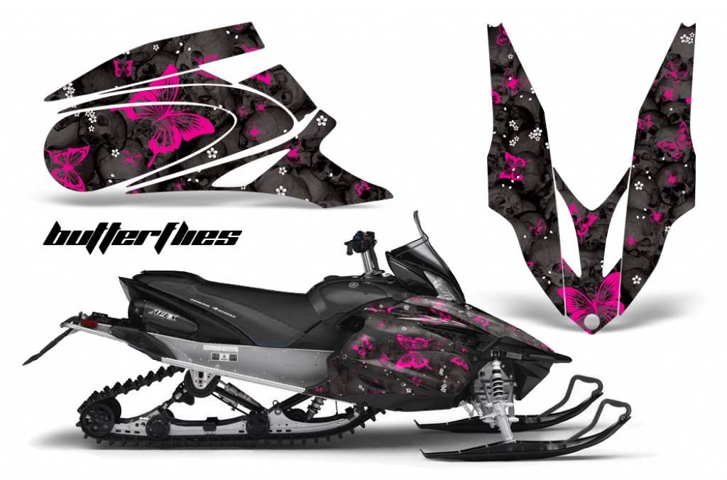 Butterfly Hintergrund = Schwarz, Designfarbe = Pink für Yamaha Apex 2006-2020
