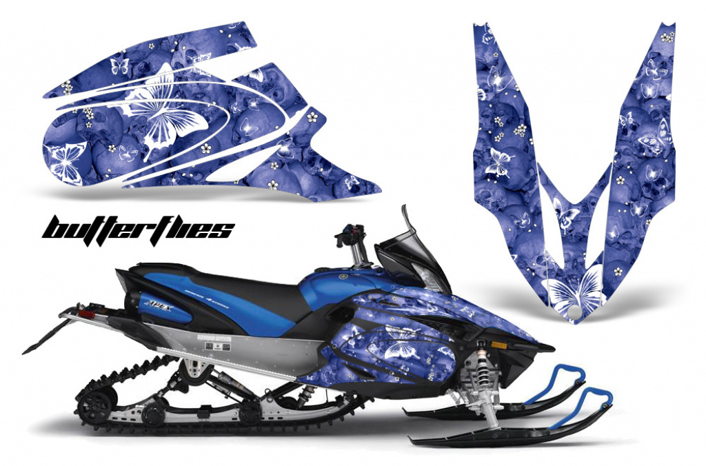 Butterfly Hintergrund = Blau, Designfarbe = Weiß für Yamaha Apex 2006-2020