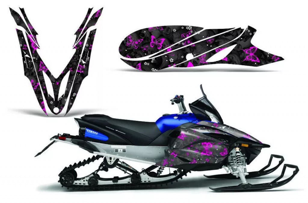 Butterfly Background = Black, Design color = Pink for Yamaha Apex 2011-2018