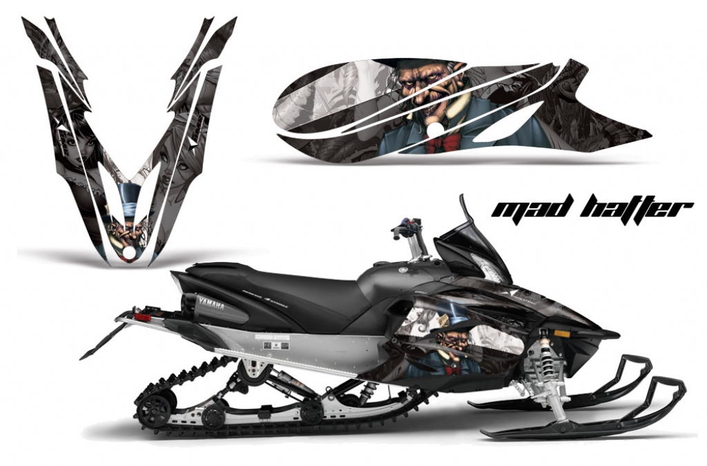 Mad-Hatter Background = Black, Design color = White for Yamaha Apex 2011-2018