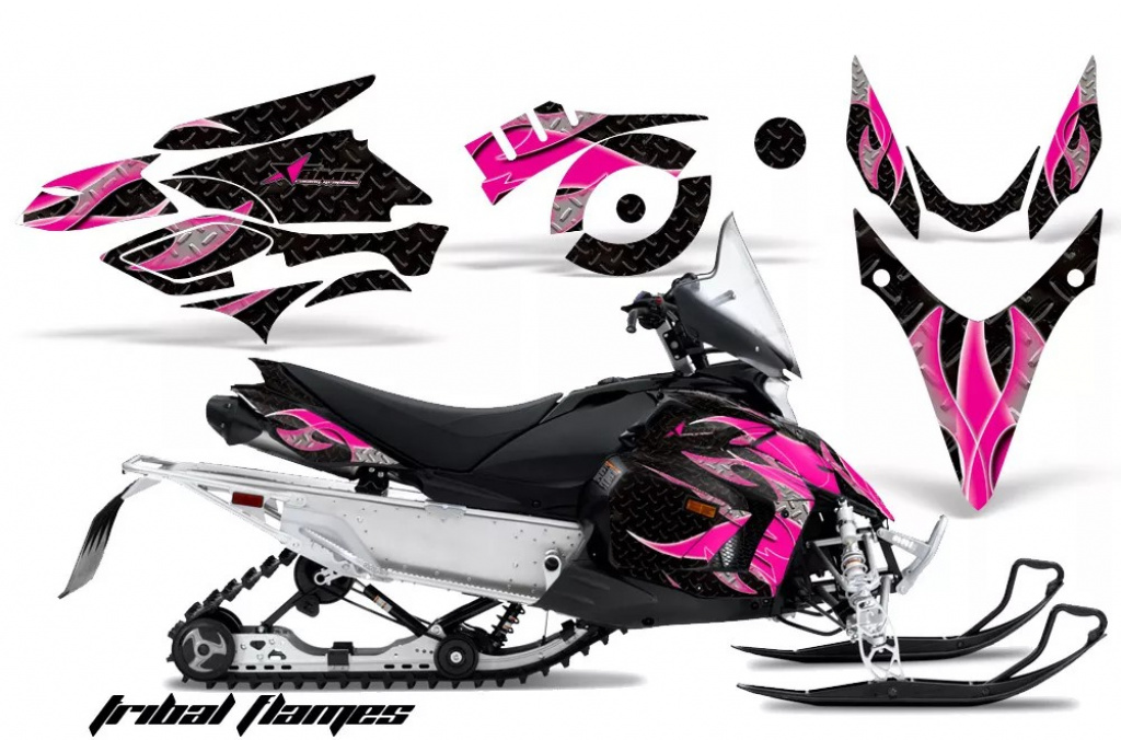Tribal Flames Background = Black, Design color = Pink for Yamaha Phazer RTX,GT 2007-2016