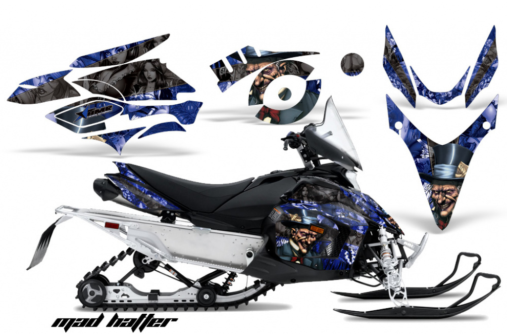 Mad-Hatter Background = Blue, Design color = Black for Yamaha Phazer RTX,GT 2007-2016