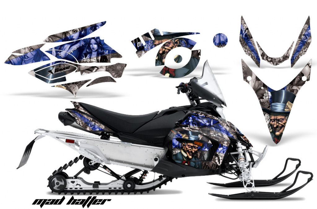 Mad-Hatter Background = Silver, Design color = Blue for Yamaha Phazer RTX,GT 2007-2016