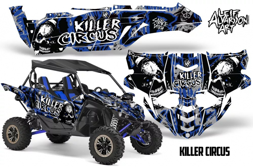 Killer Circus Background = Silver, Design color = Blue for Yamaha YXZ 1000R