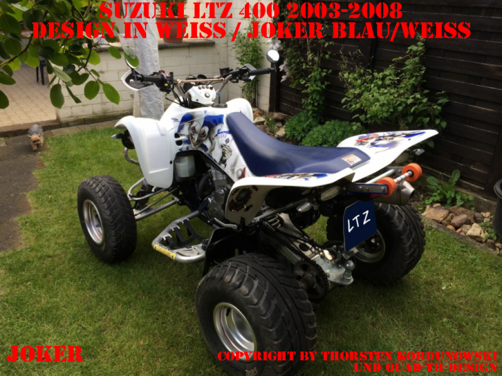 Joker Hintergrund Weiß, Jokerfarbe Blau-Weiß für Suzuki LTZ 400 2003-2008