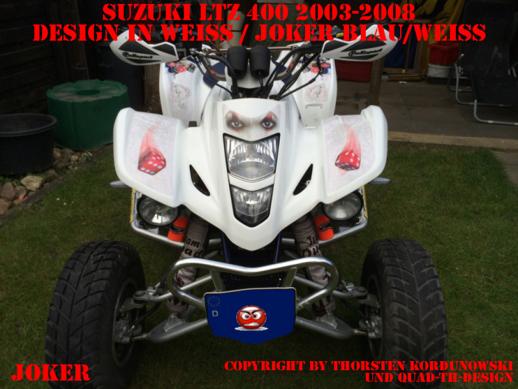 Joker Hintergrund Weiß, Jokerfarbe Blau-Weiß für Suzuki LTZ 400 2003-2008
