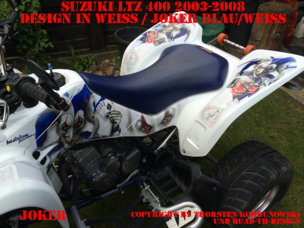 Joker Hintergrund Weiß, Jokerfarbe Blau-Weiß für Suzuki LTZ 400 2003-2008
