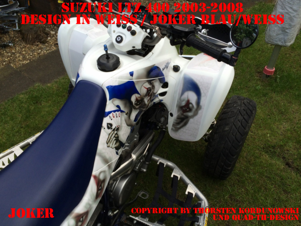 Joker Hintergrund Weiß, Jokerfarbe Blau-Weiß für Suzuki LTZ 400 2003-2008