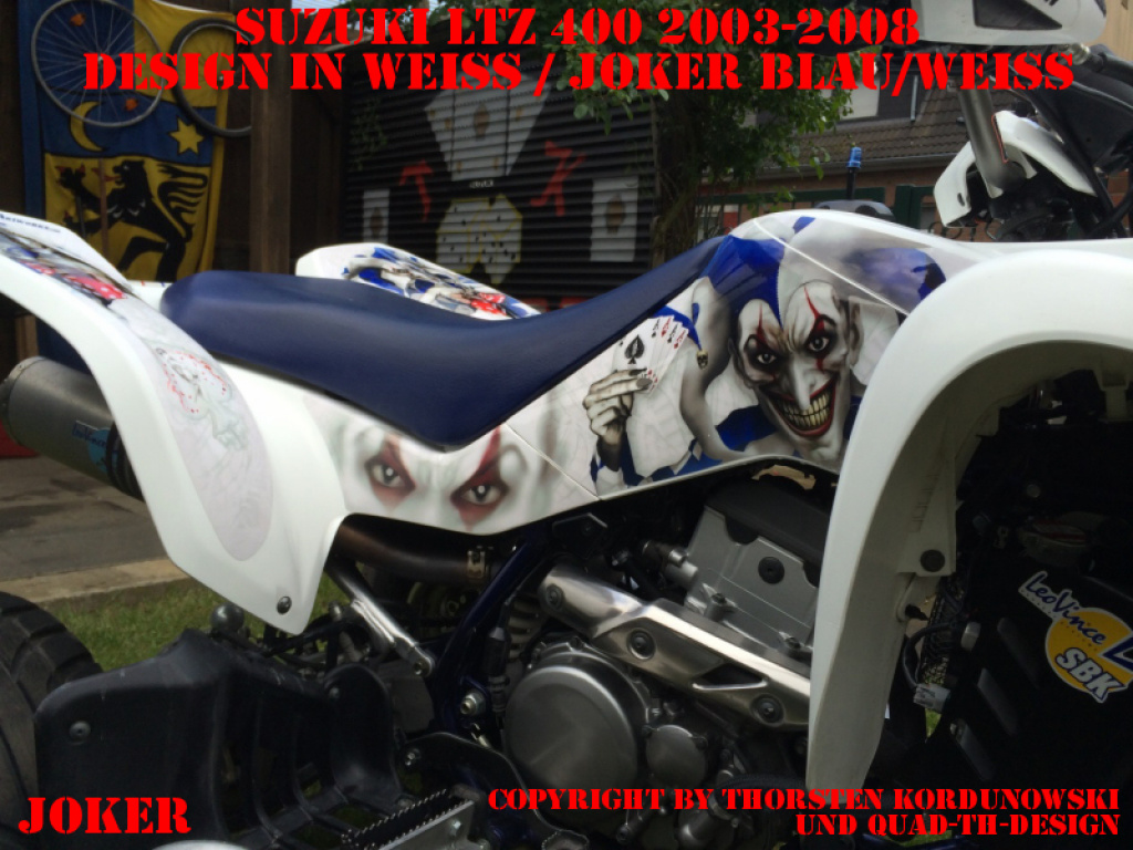 Joker Hintergrund Weiß, Jokerfarbe Blau-Weiß für Suzuki LTZ 400 2003-2008