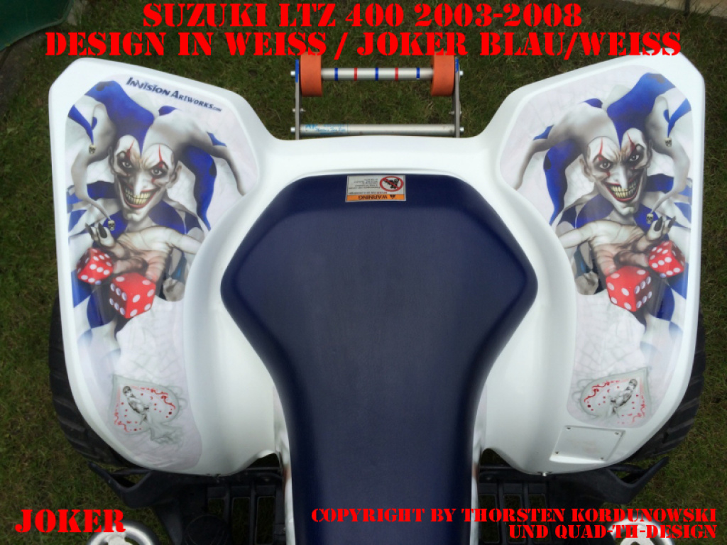 Joker Hintergrund Weiß, Jokerfarbe Blau-Weiß für Suzuki LTZ 400 2003-2008
