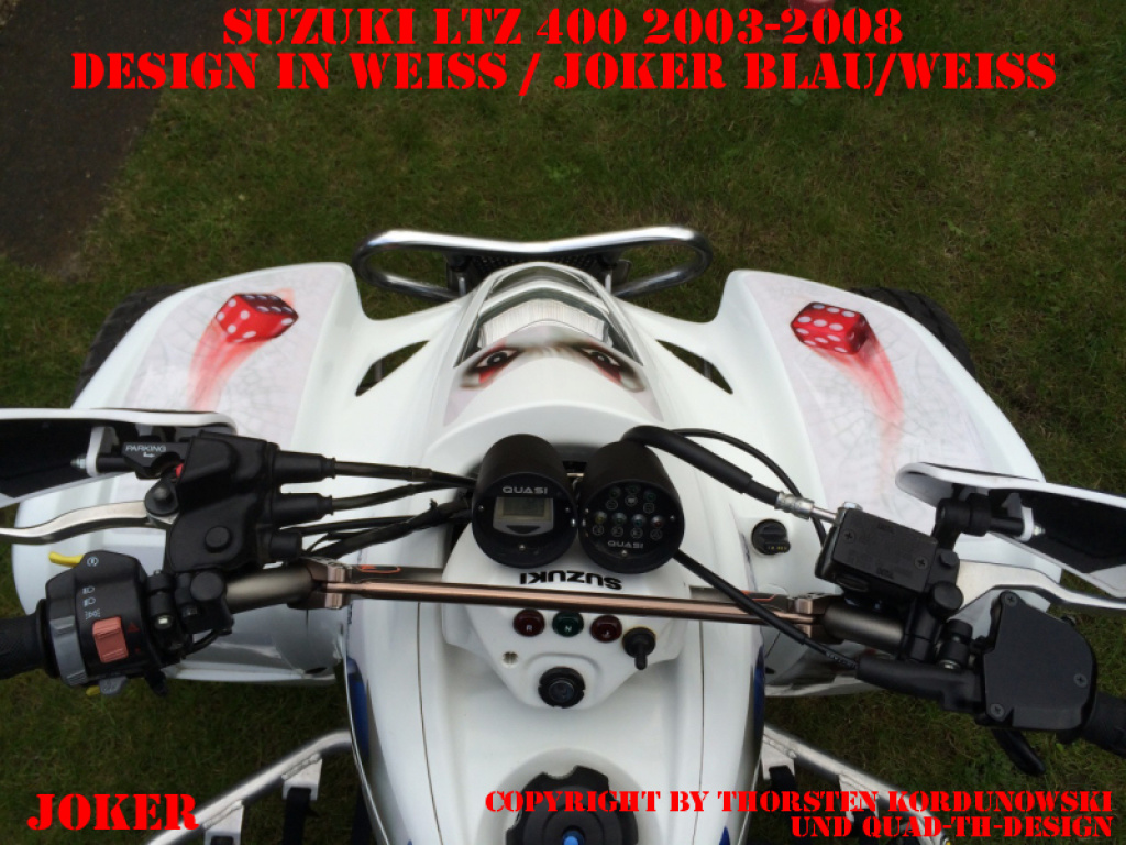 Joker Hintergrund Weiß, Jokerfarbe Blau-Weiß für Suzuki LTZ 400 2003-2008