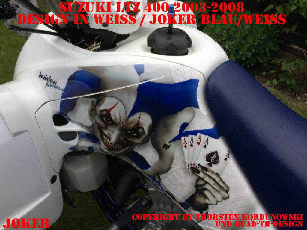 Joker Hintergrund Weiß, Jokerfarbe Blau-Weiß für Suzuki LTZ 400 2003-2008