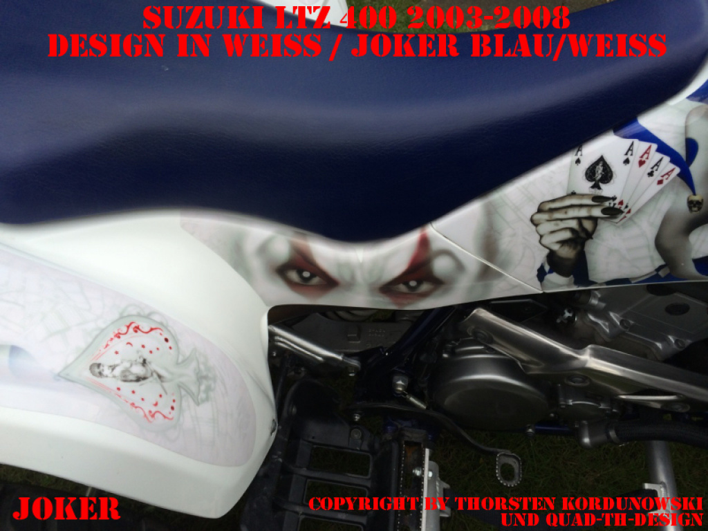 Joker Hintergrund Weiß, Jokerfarbe Blau-Weiß für Suzuki LTZ 400 2003-2008
