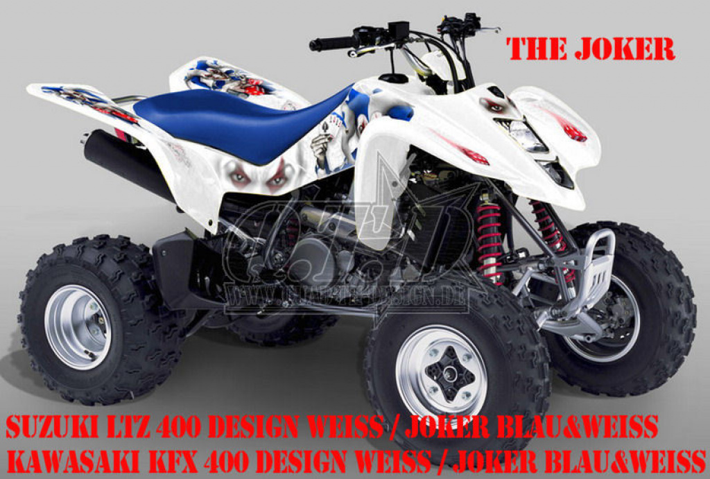Joker Hintergrund Weiß, Jokerfarbe Blau-Weiß für Suzuki LTZ 400 2003-2008