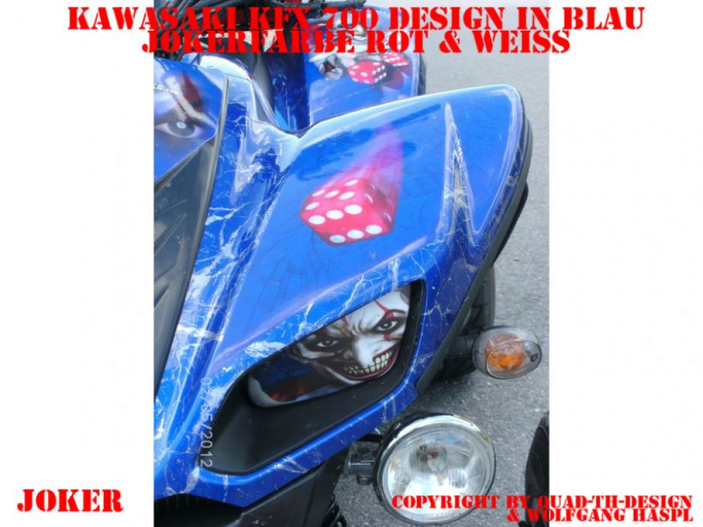 Joker Background Blue, Joker color Rot-White for Kawasaki KFX 700