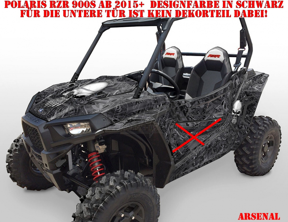 Arsenal Schwarz für Polaris RZR 900S/1000S 2 Türer 2015-2020