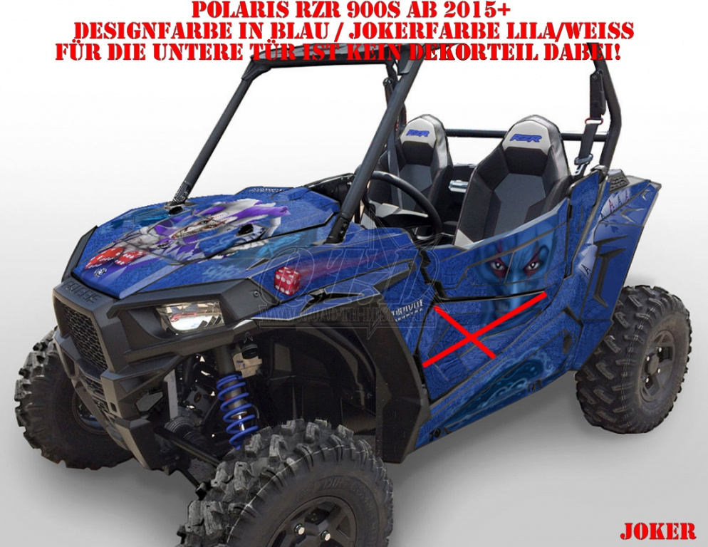 Joker Hintergrund Blau, Jokerfarbe Rot-Weiß für Polaris RZR 900S/1000S 2 Türer 2015-2020