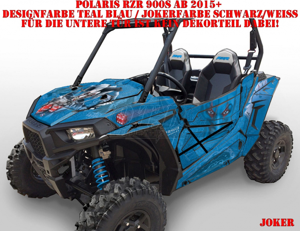 Joker Hintergrund Teal Blau, Jokerfarbe Schwarz-Weiß für Polaris RZR 900S/1000S 2 Türer 2015-2020