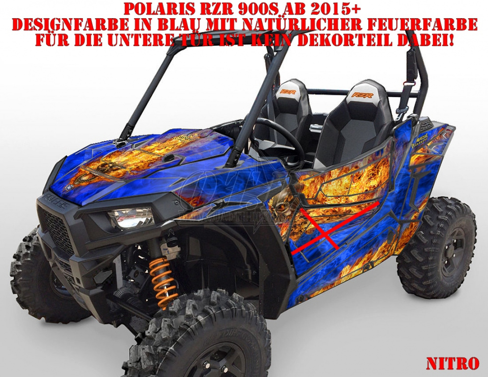Nitro Blau, Feuerfarbe = Natürlich für Polaris RZR 900S/1000S 2 Türer 2015-2020