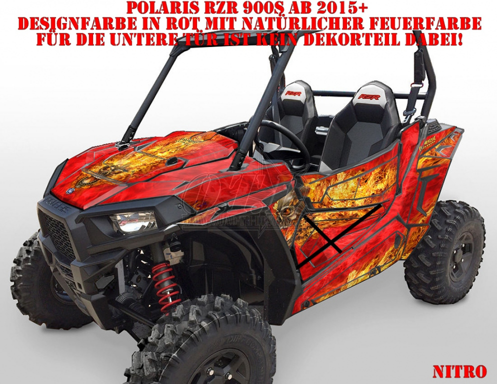 Nitro Rot, Feuerfarbe = Natürlich für Polaris RZR 900S/1000S 2 Türer 2015-2020