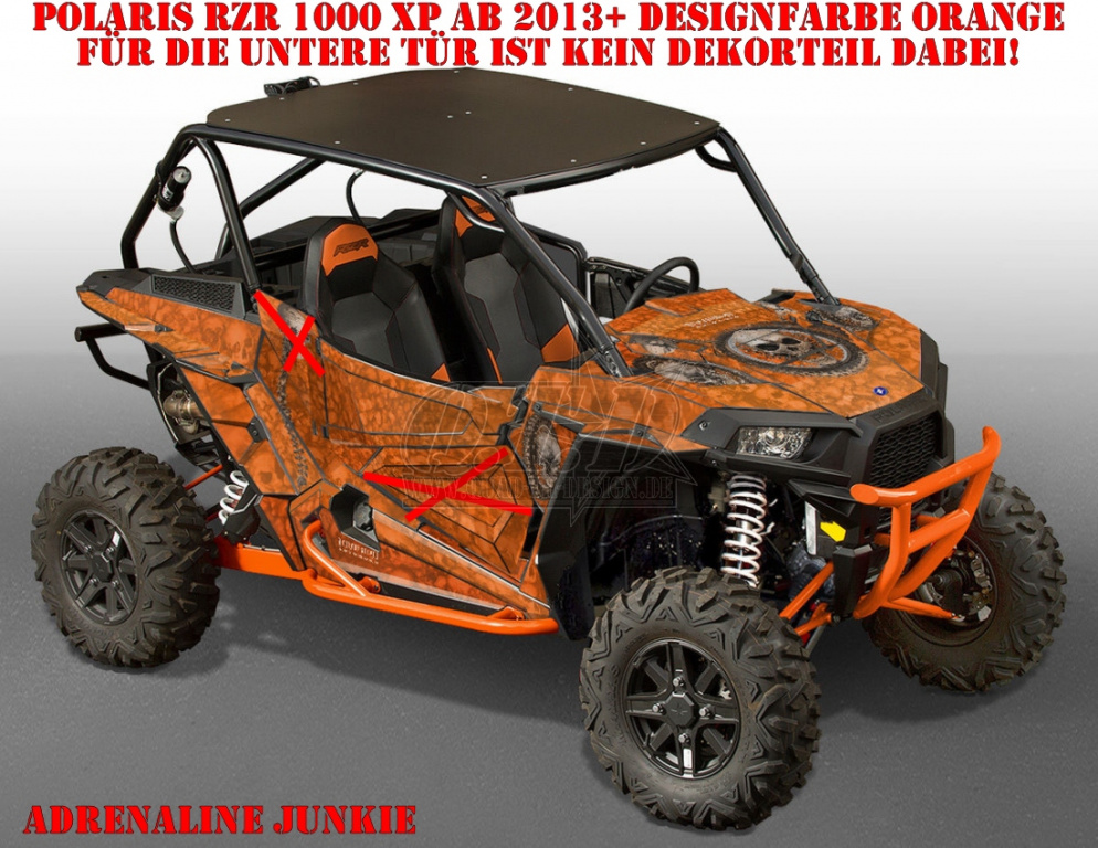 Adrenaline Junkie Orange für Polaris RZR 1000 XP/Turbo 2 Türer 2013-2018