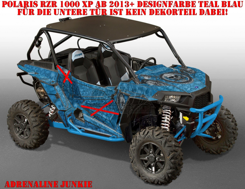 Adrenaline Junkie Teal Blau für Polaris RZR 1000 XP/Turbo 2 Türer 2013-2018