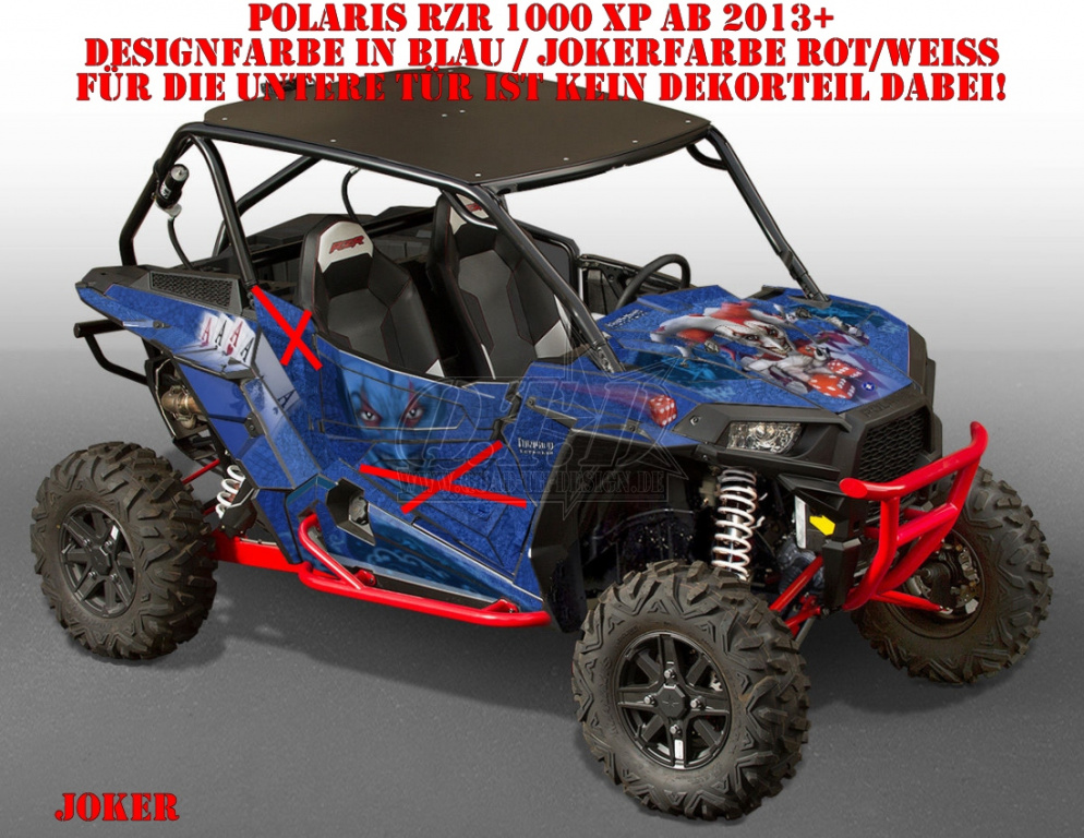 Joker Hintergrund Blau, Jokerfarbe Rot-Weiß für Polaris RZR 1000 XP/Turbo 2 Türer 2013-2018
