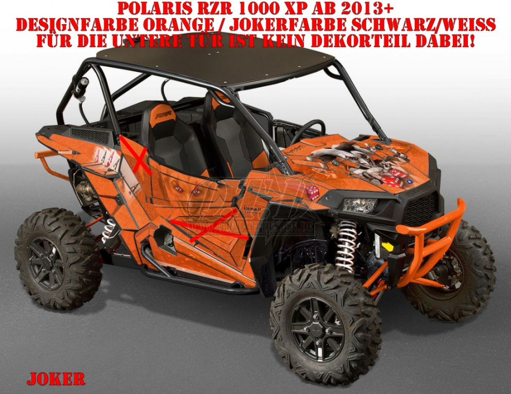 Joker Hintergrund Orange, Jokerfarbe Schwarz-Weiß für Polaris RZR 1000 XP/Turbo 2 Türer 2013-2018