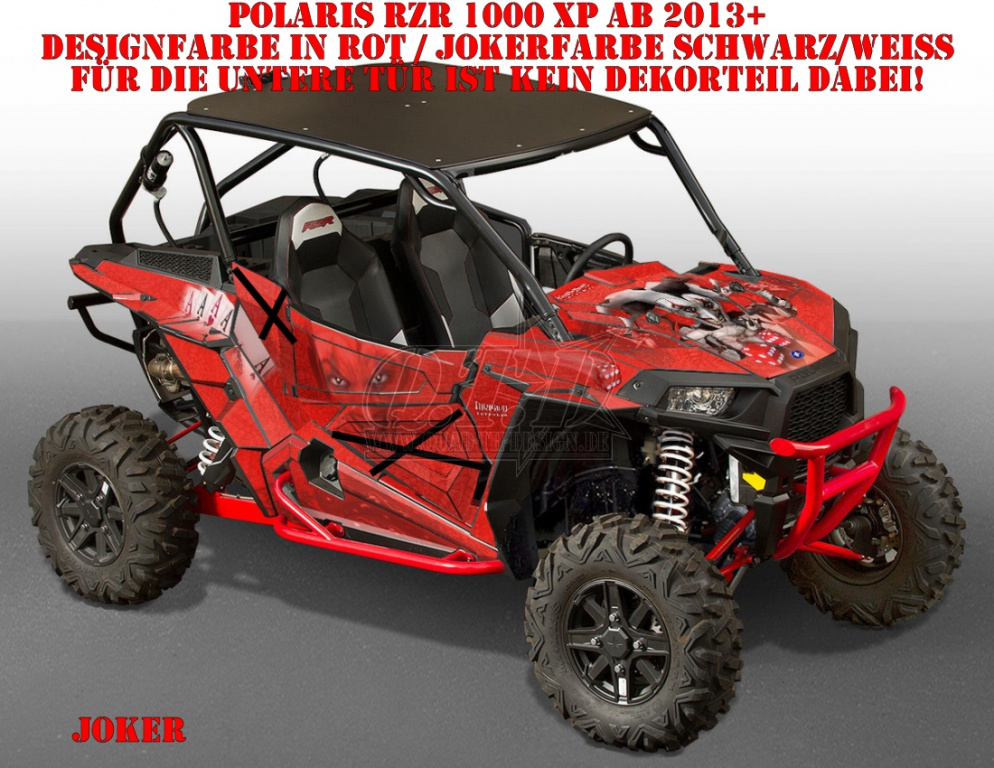 Joker Hintergrund Rot, Jokerfarbe Schwarz-Weiß für Polaris RZR 1000 XP/Turbo 2 Türer 2013-2018