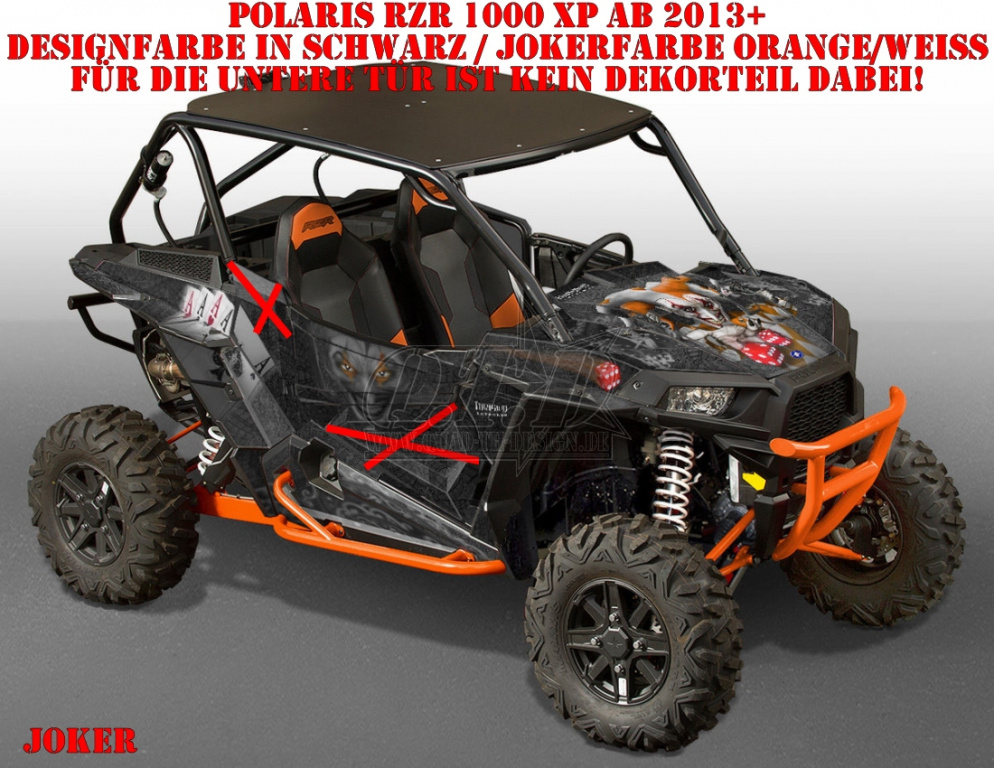 Joker Hintergrund Schwarz, Jokerfarbe Orange-Weiß für Polaris RZR 1000 XP/Turbo 2 Türer 2013-2018