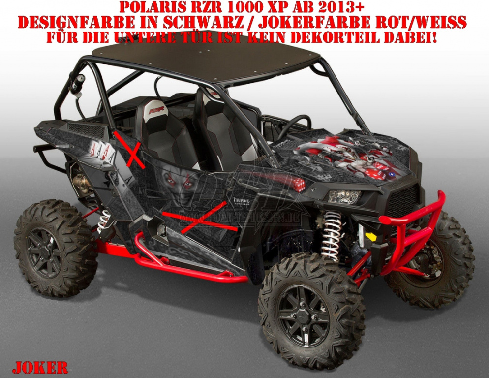 Joker Hintergrund Schwarz, Jokerfarbe Rot-Weiß für Polaris RZR 1000 XP/Turbo 2 Türer 2013-2018