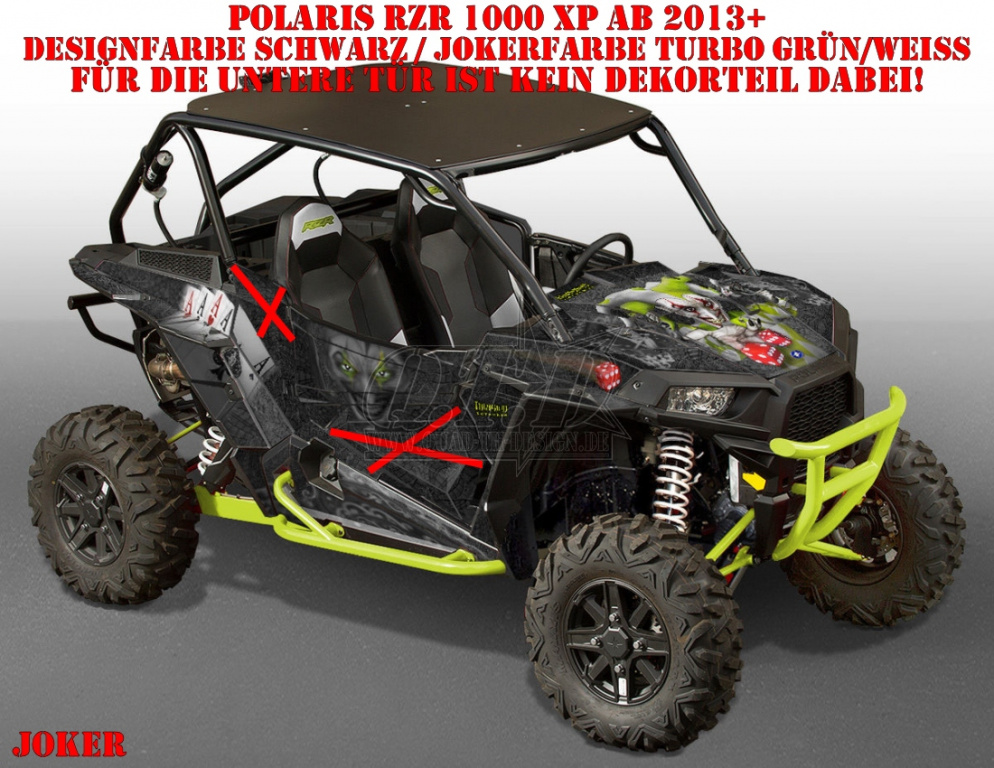 Joker Hintergrund Schwarz, Jokerfarbe Grün-Weiß für Polaris RZR 1000 XP/Turbo 2 Türer 2013-2018
