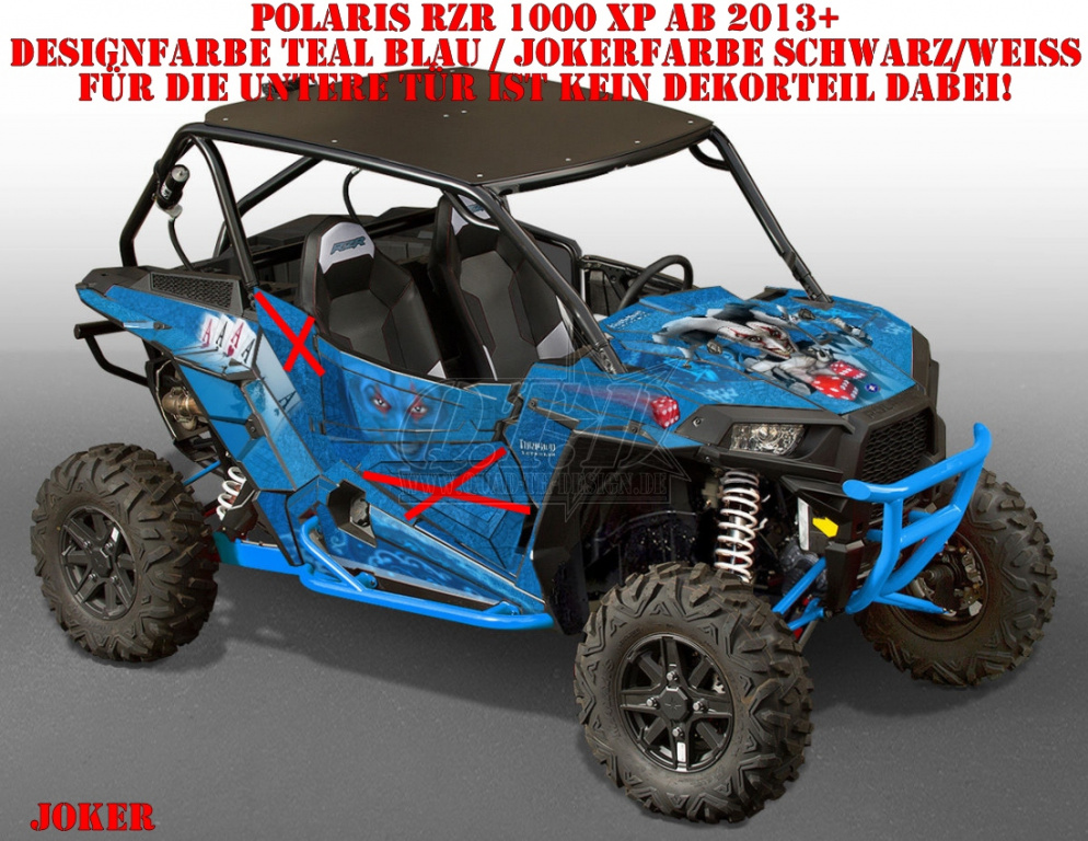 Joker Hintergrund Teal Blau, Jokerfarbe Schwarz-Weiß für Polaris RZR 1000 XP/Turbo 2 Türer 2013-2018