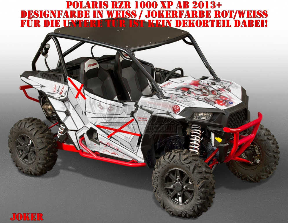 Joker Hintergrund Weiß, Jokerfarbe Rot-Weiß für Polaris RZR 1000 XP/Turbo 2 Türer 2013-2018
