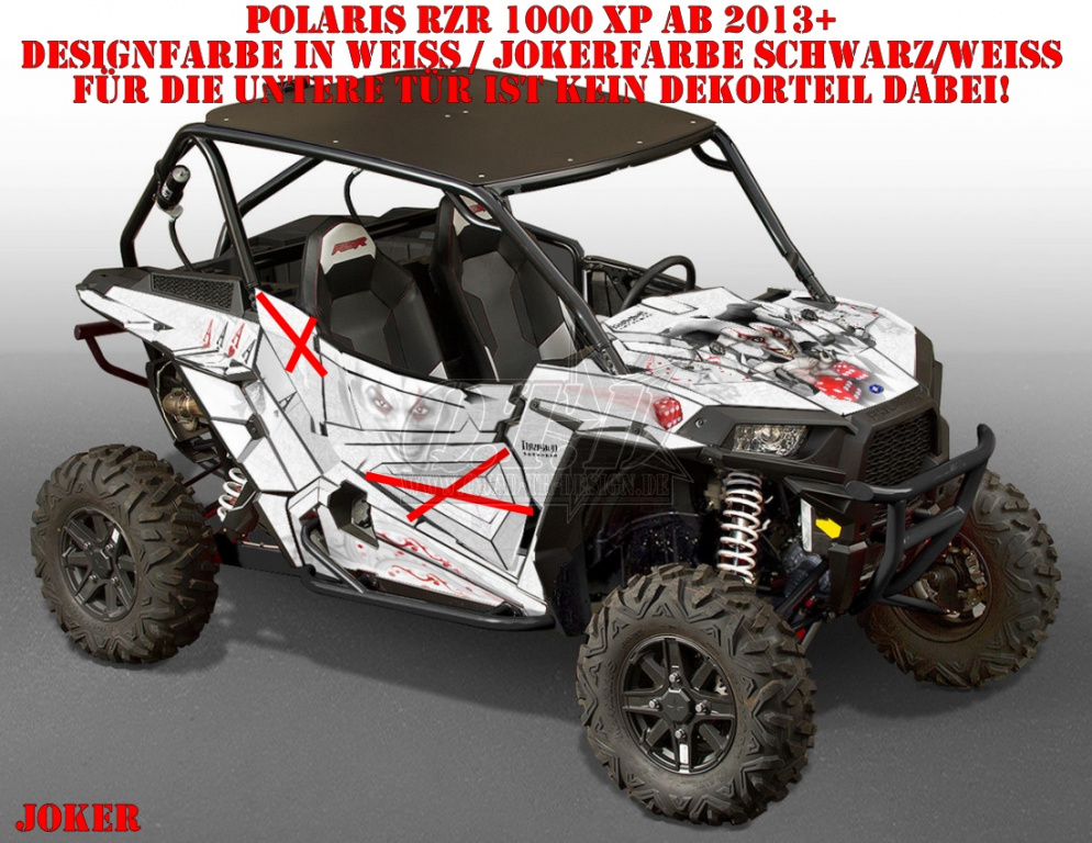 Joker Hintergrund Weiß, Jokerfarbe Schwarz-Weiß für Polaris RZR 1000 XP/Turbo 2 Türer 2013-2018